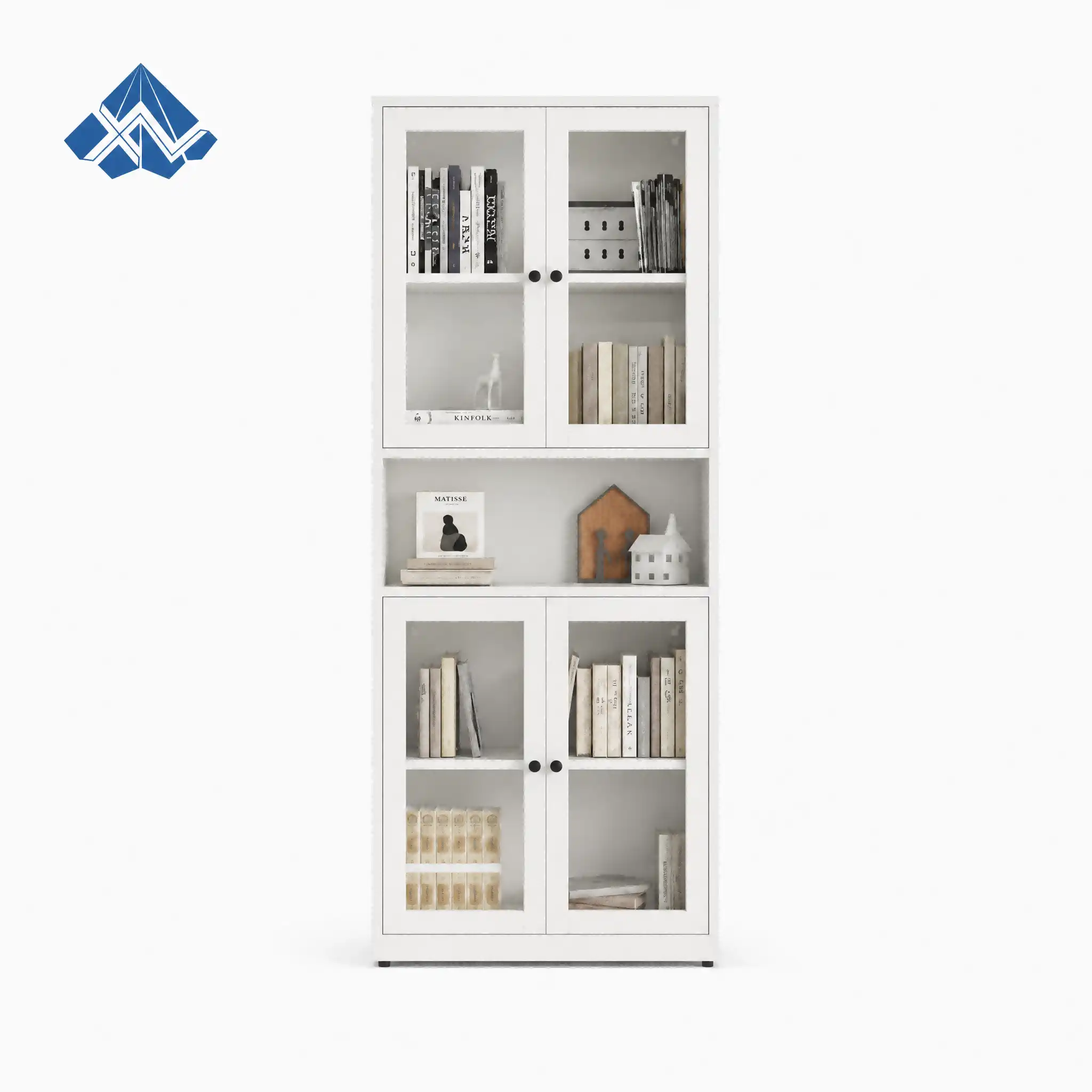 Double Glass Door Tall Bookcase